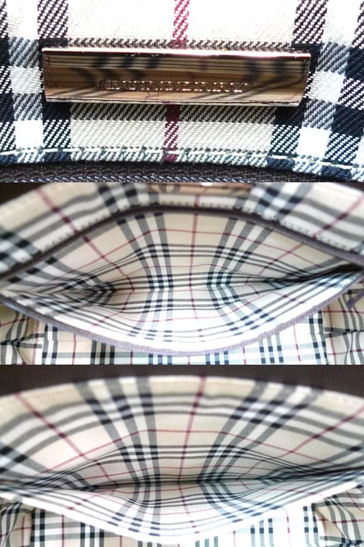 BURBERRY　トートバッグ　レザー　ノバチェック　ブラウン