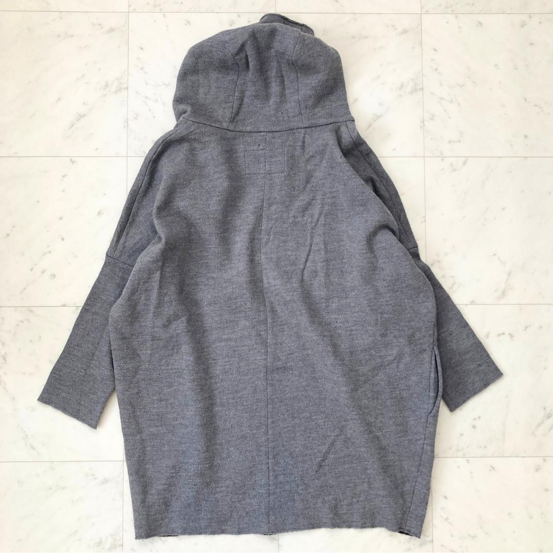 ヘルノ　HERNO ウールニットポンチョ　ケープ　フード付き　42　グレー