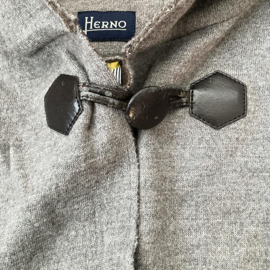ヘルノ　HERNO ウールニットポンチョ　ケープ　フード付き　42　グレー