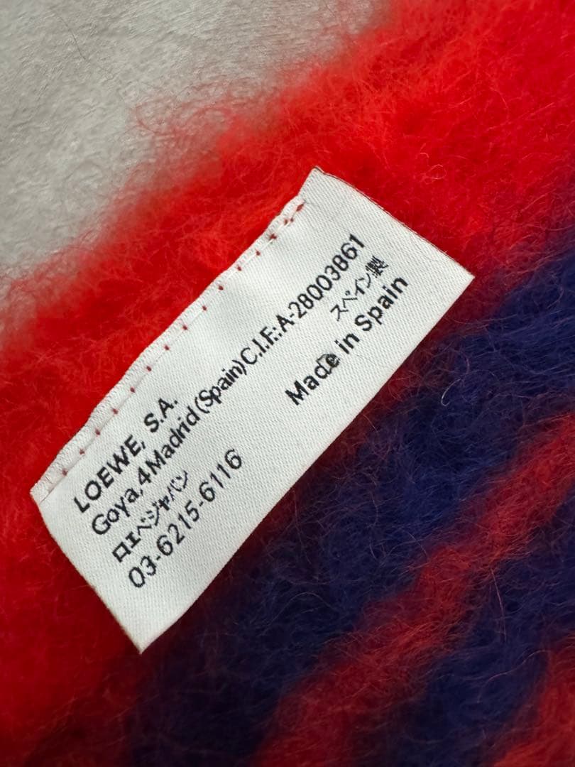 S*e様 【美品】LOEWE モヘア ストライプ マフラー レッド パープル