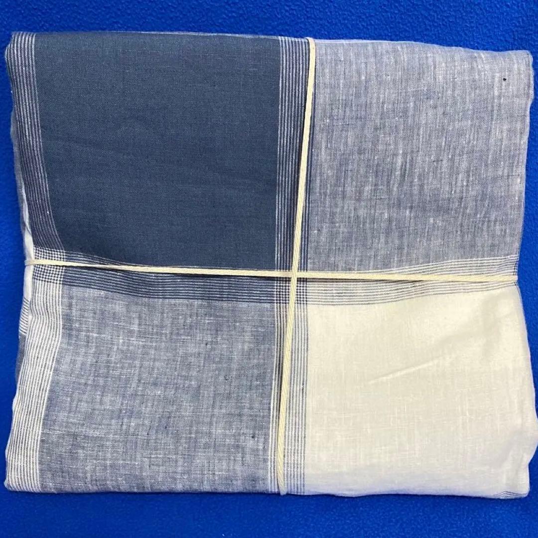 【新品】無印良品掛けふとんカバー　麻平織麻100% ブルーチェック　ダブルサイズ