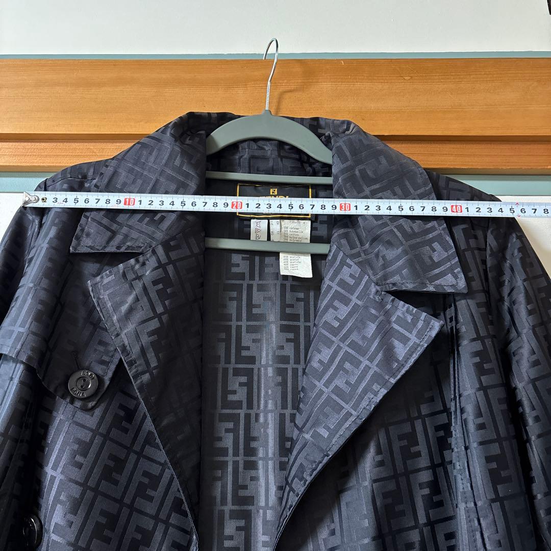 FENDI ブラックロングコート ダブルブレスト