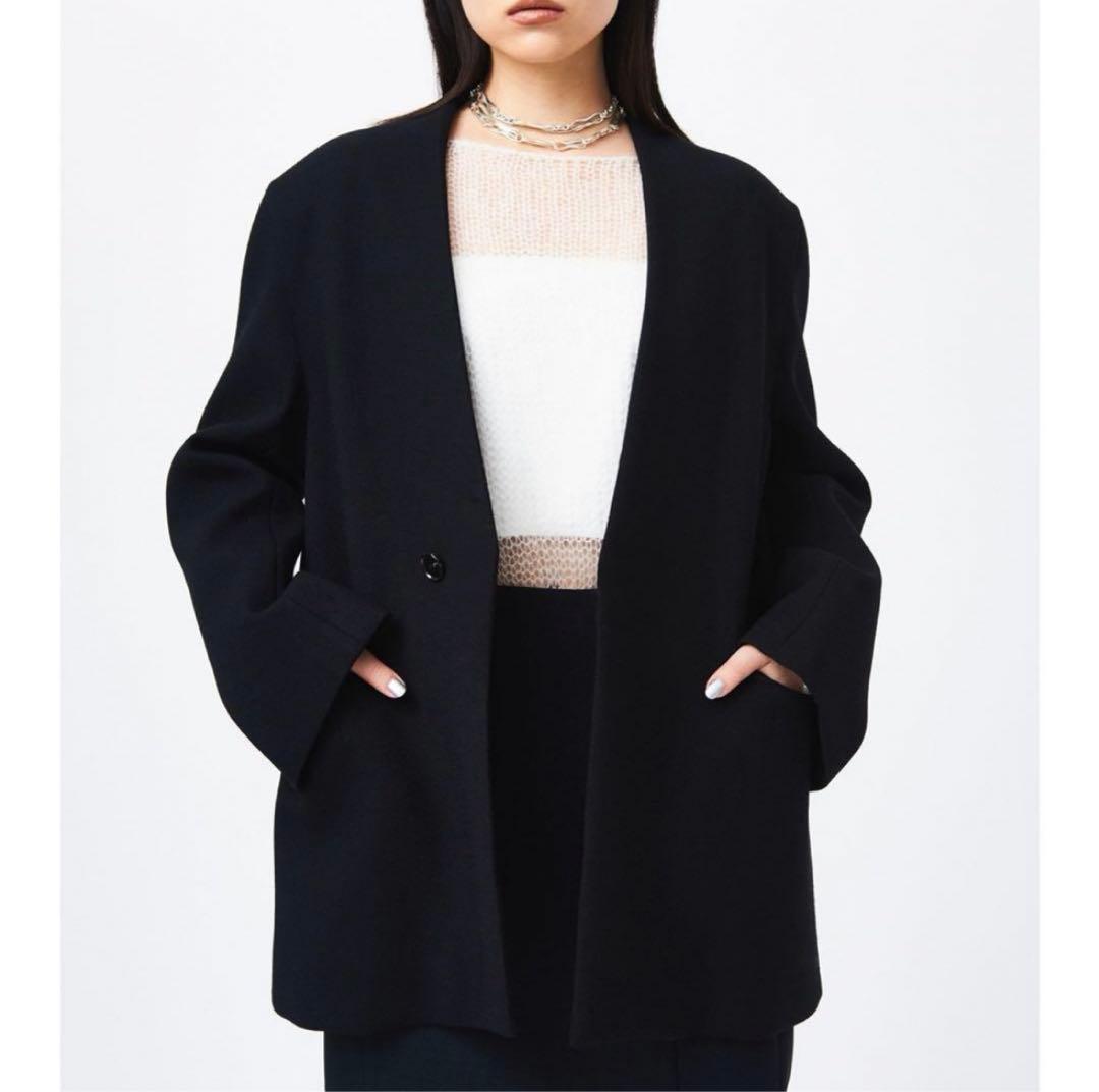 ★極美品 スタニングルアー ボンディングカラーレスジャケット ブラック 黒★