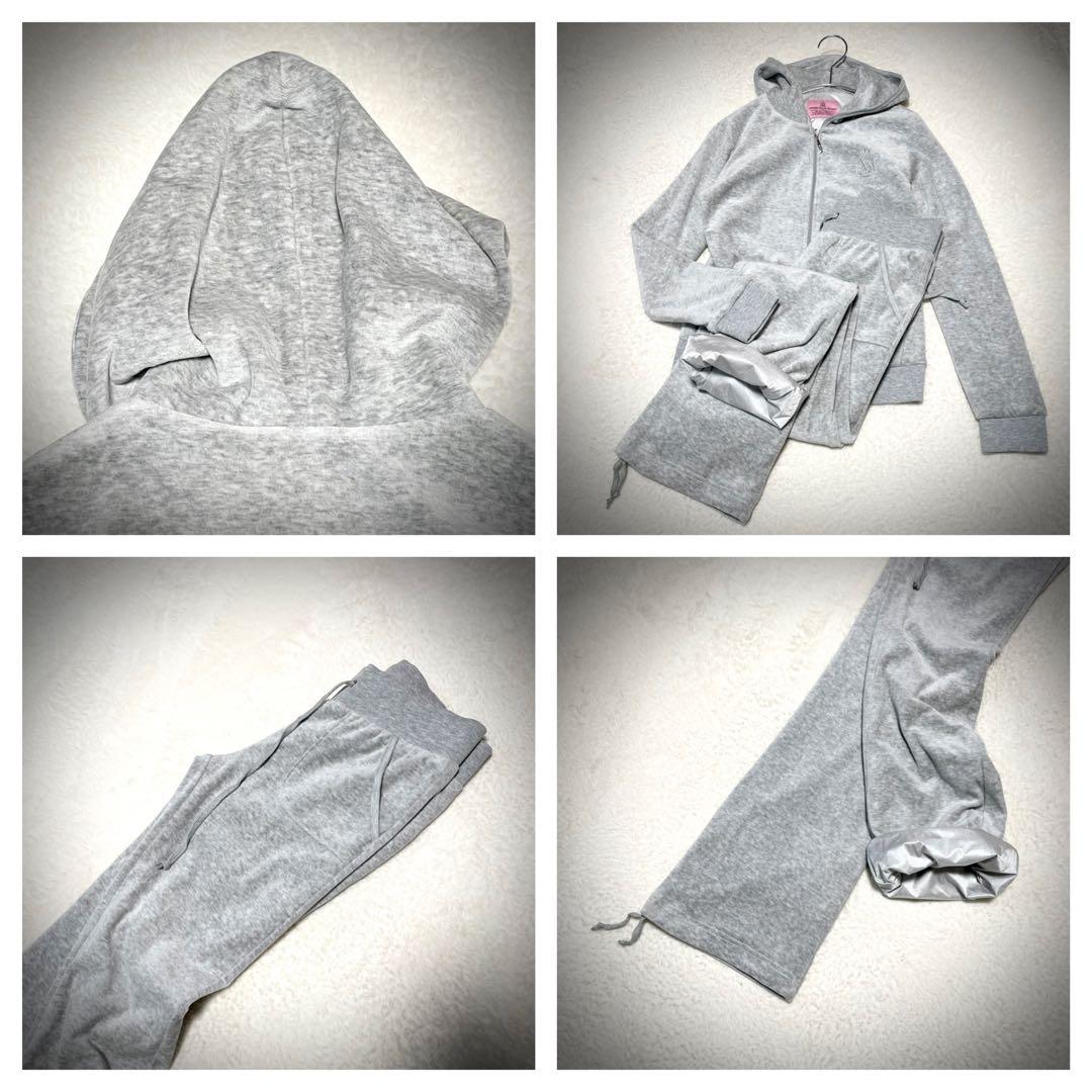 美品 ベロア セットアップ Y2K サウナスーツ スタイルアップ Ｍ グレー