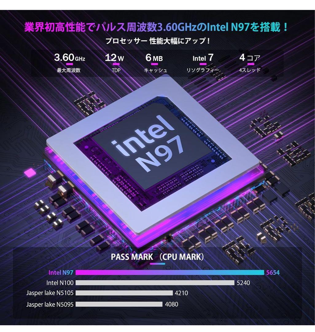 ミニpc N97 mini pc最新型 動作軽い最大3.6GHz 小型pc