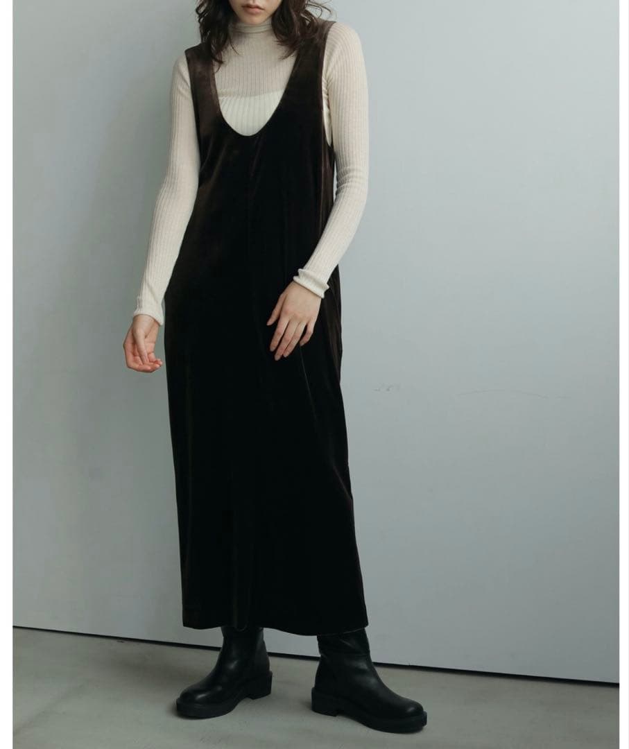 anuke velour uneck onepiece ベロアUネックワンピース