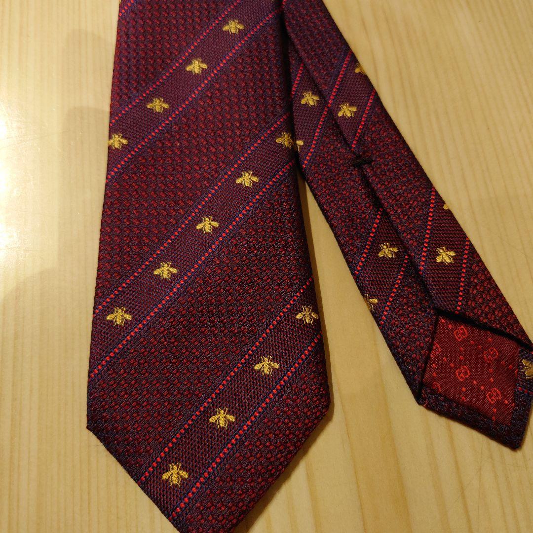GUCCI (グッチ) 希少！【色変！！】ハチ柄 シルクジャカード ネクタイ