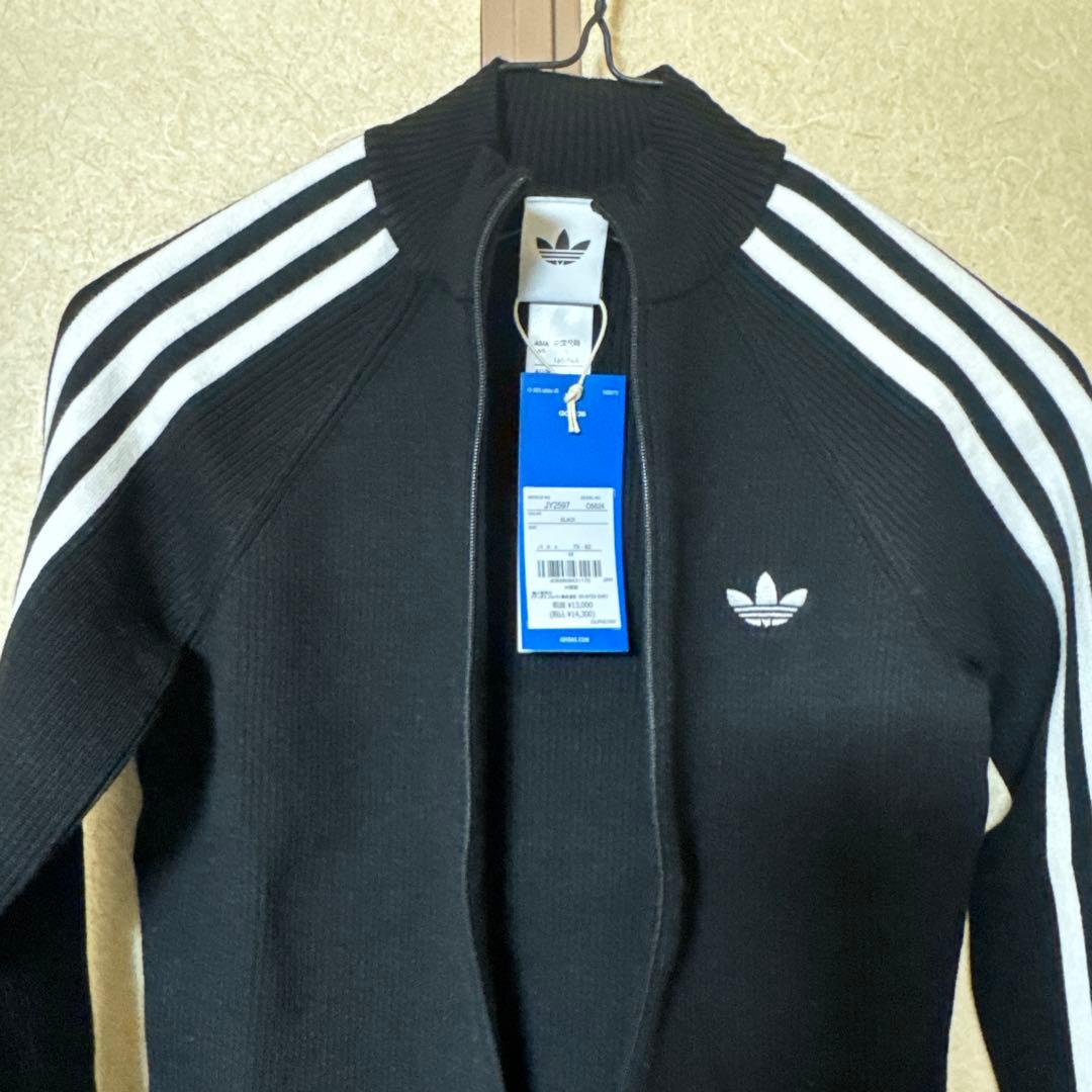 adidas ブラック ストライプ ニット　ジャケット