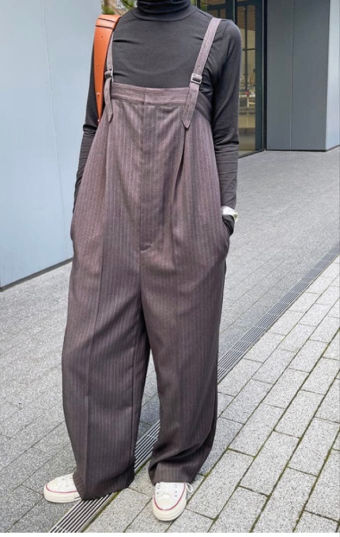 Spick and Span ストライプベアオールインワン ブラウン