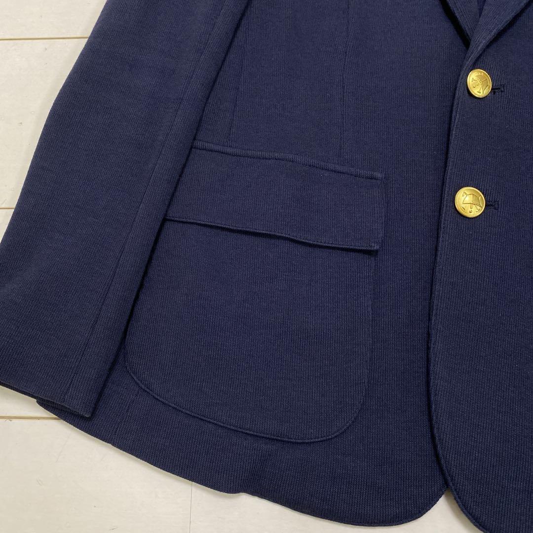 良品　ポロラルフローレン　レディース　ニットコットンブレザー　４　Ｍ相当　紺金