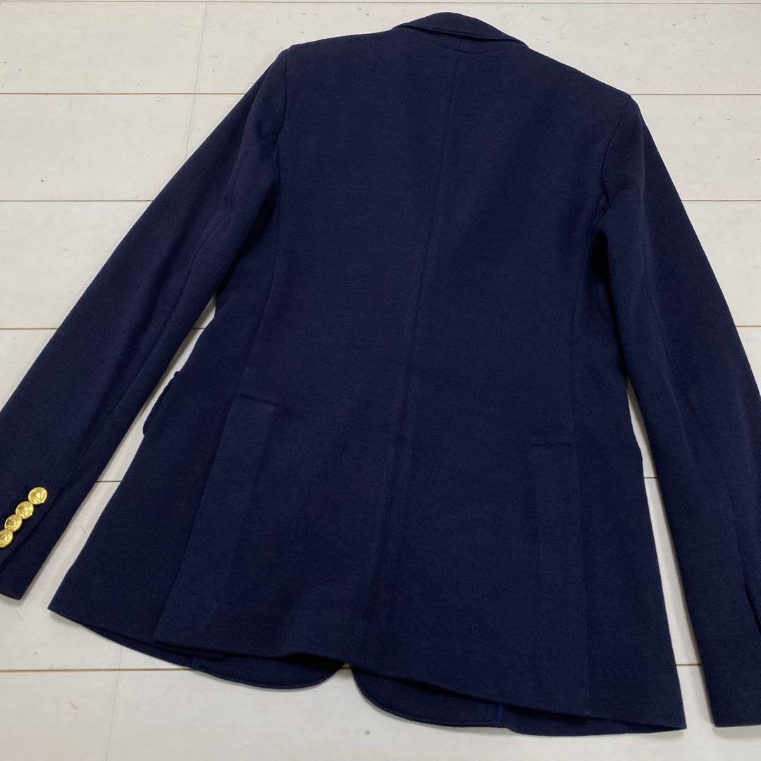 良品　ポロラルフローレン　レディース　ニットコットンブレザー　４　Ｍ相当　紺金