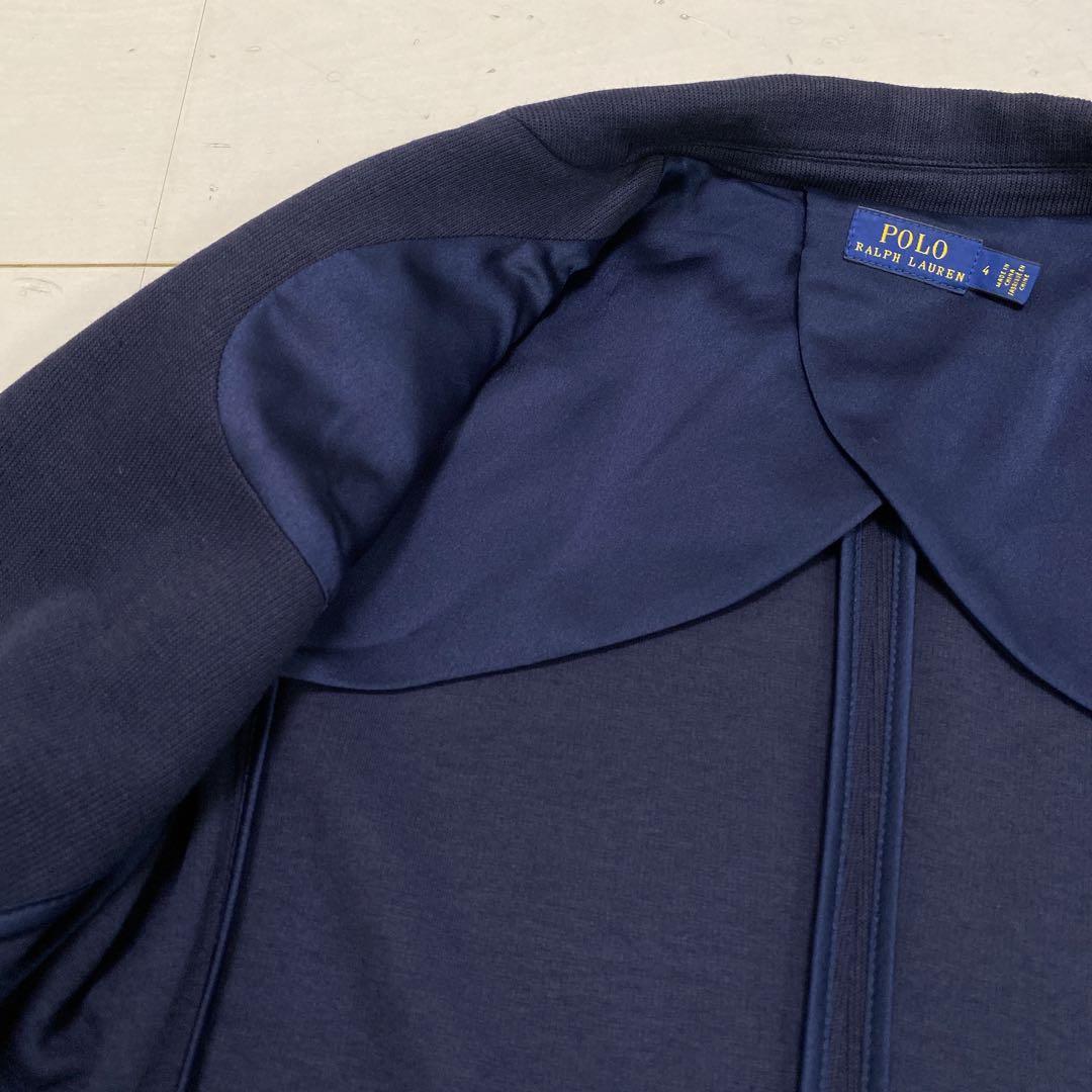 良品　ポロラルフローレン　レディース　ニットコットンブレザー　４　Ｍ相当　紺金