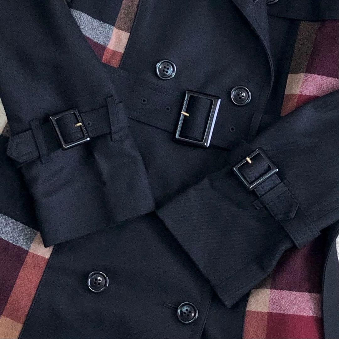 極美品 希少 ブルーレーベルクレストブリッジ トレンチコート チェック フリンジ