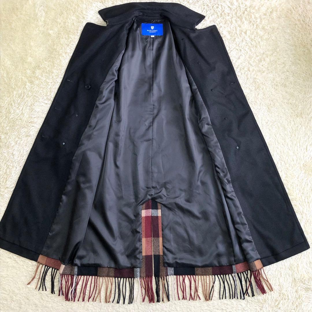 極美品 希少 ブルーレーベルクレストブリッジ トレンチコート チェック フリンジ