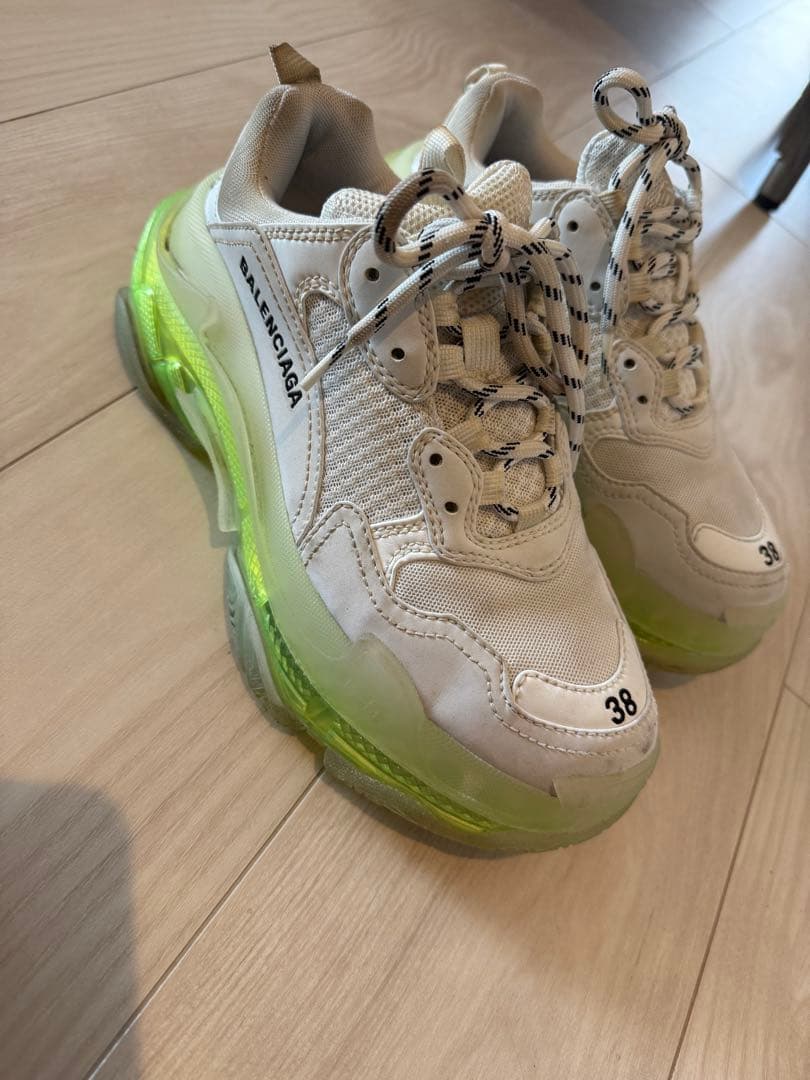 BALENCIAGA スニーカー 38 ホワイト/グリーン