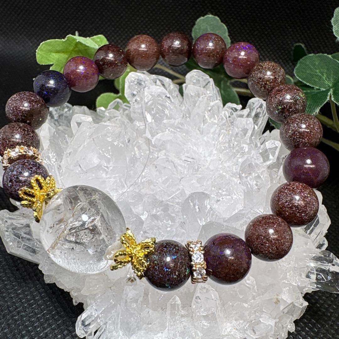 ＊もなもな＊水入り水晶（オーバル）　マトリックスオパール　ブレスレット