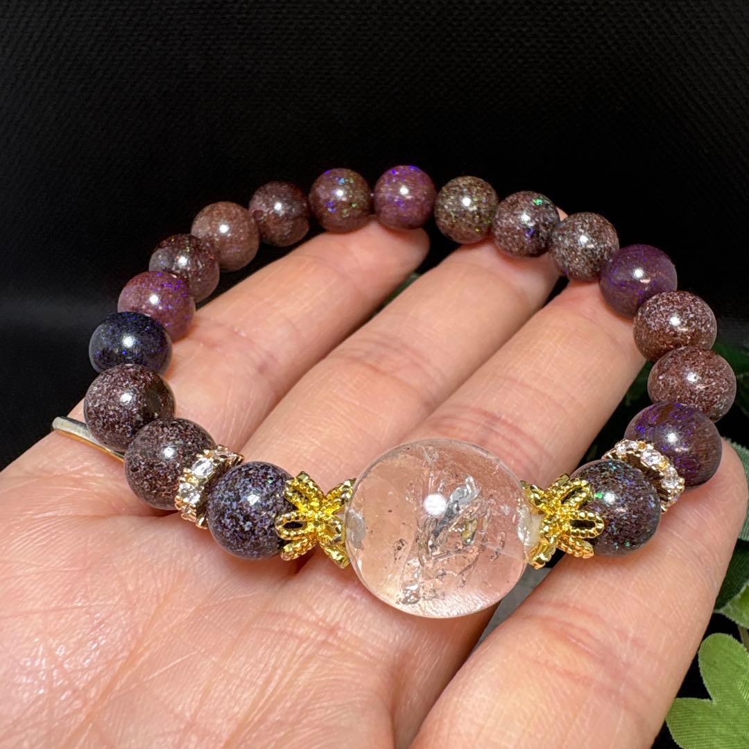 ＊もなもな＊水入り水晶（オーバル）　マトリックスオパール　ブレスレット