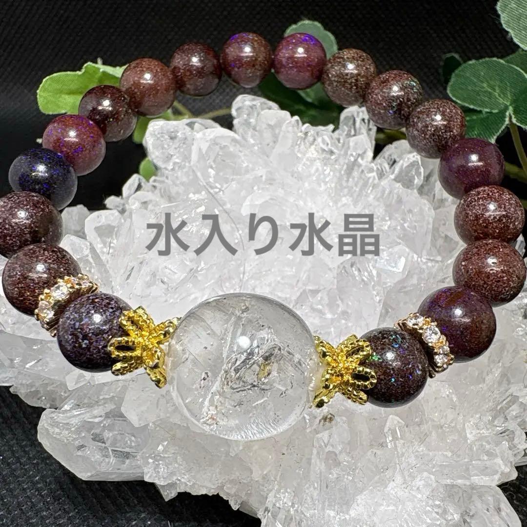 ＊もなもな＊水入り水晶（オーバル）　マトリックスオパール　ブレスレット