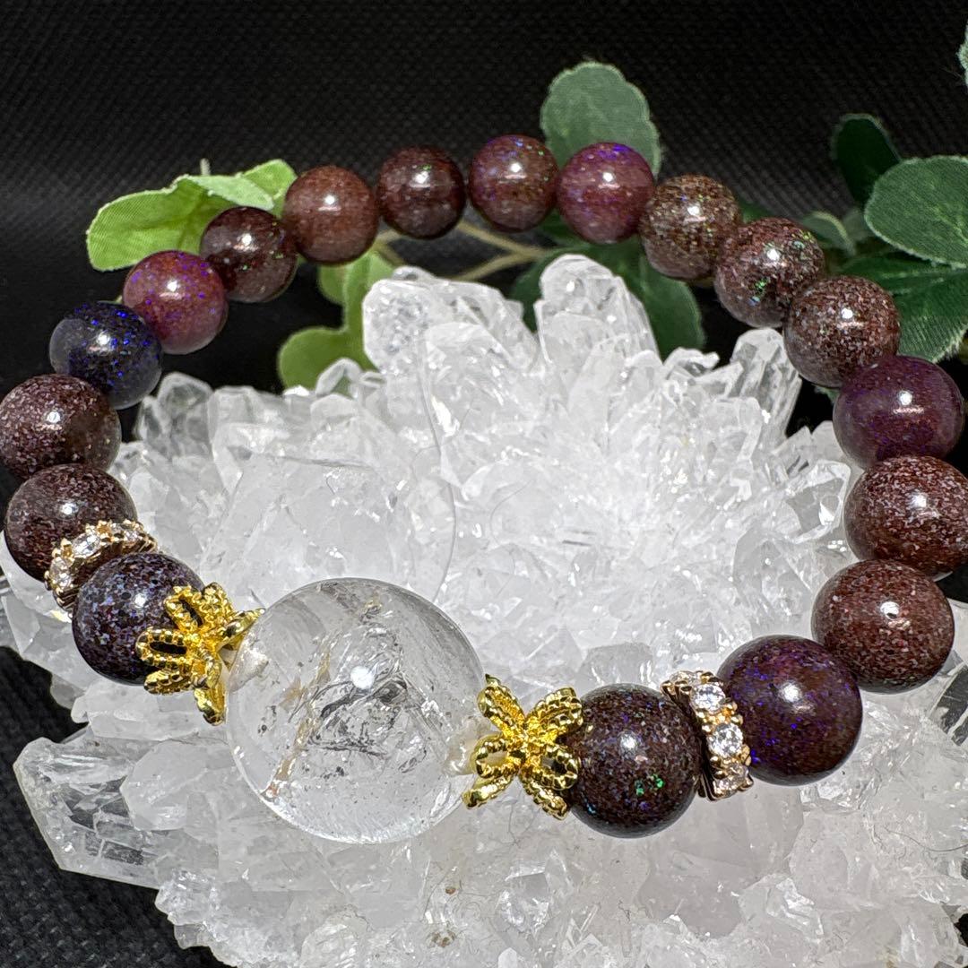 ＊もなもな＊水入り水晶（オーバル）　マトリックスオパール　ブレスレット