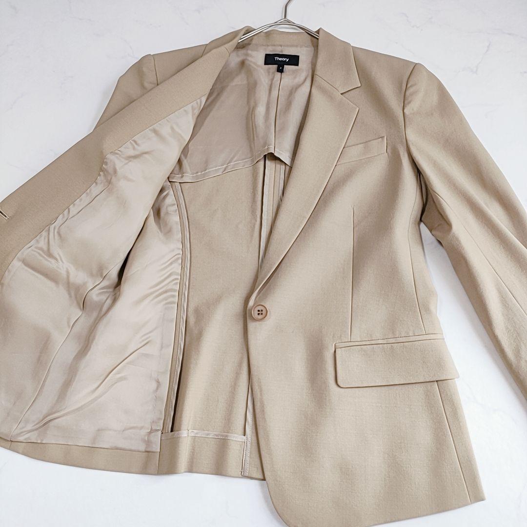 美品✨セオリー 薄手 ウール テーラードジャケット ベージュブラウン M