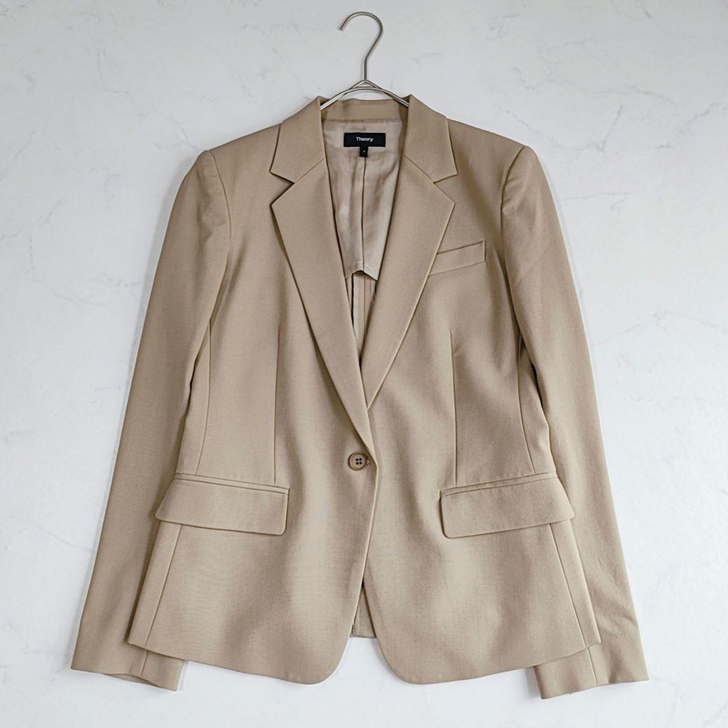 美品✨セオリー 薄手 ウール テーラードジャケット ベージュブラウン M