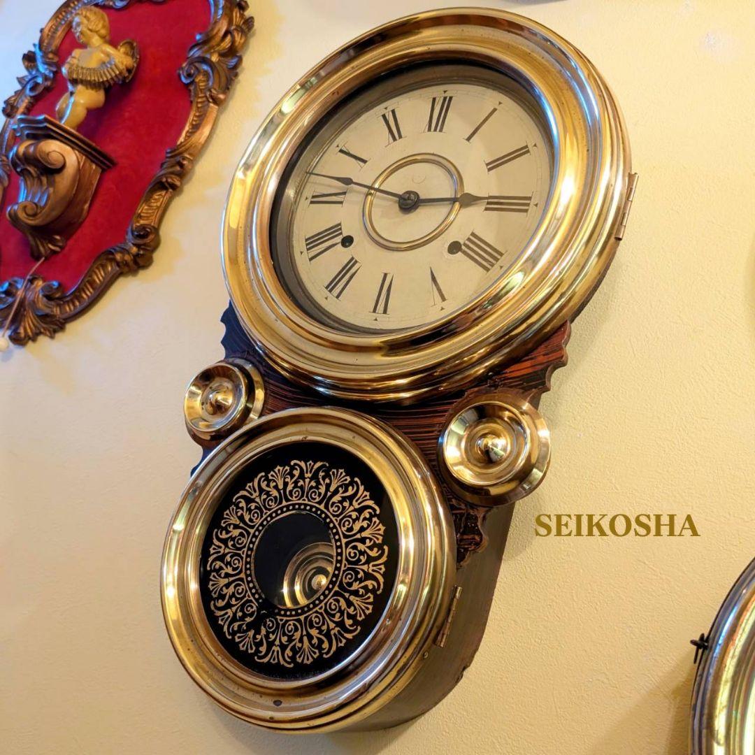 アンティーク掛時計　古時計　四つ丸　ダルマ掛時計　精工舎