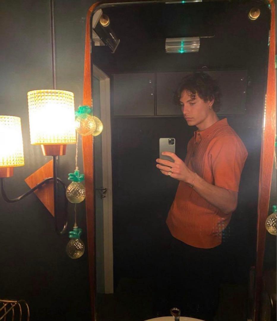 Stussy cable ss polo shirt orange ニットポロ