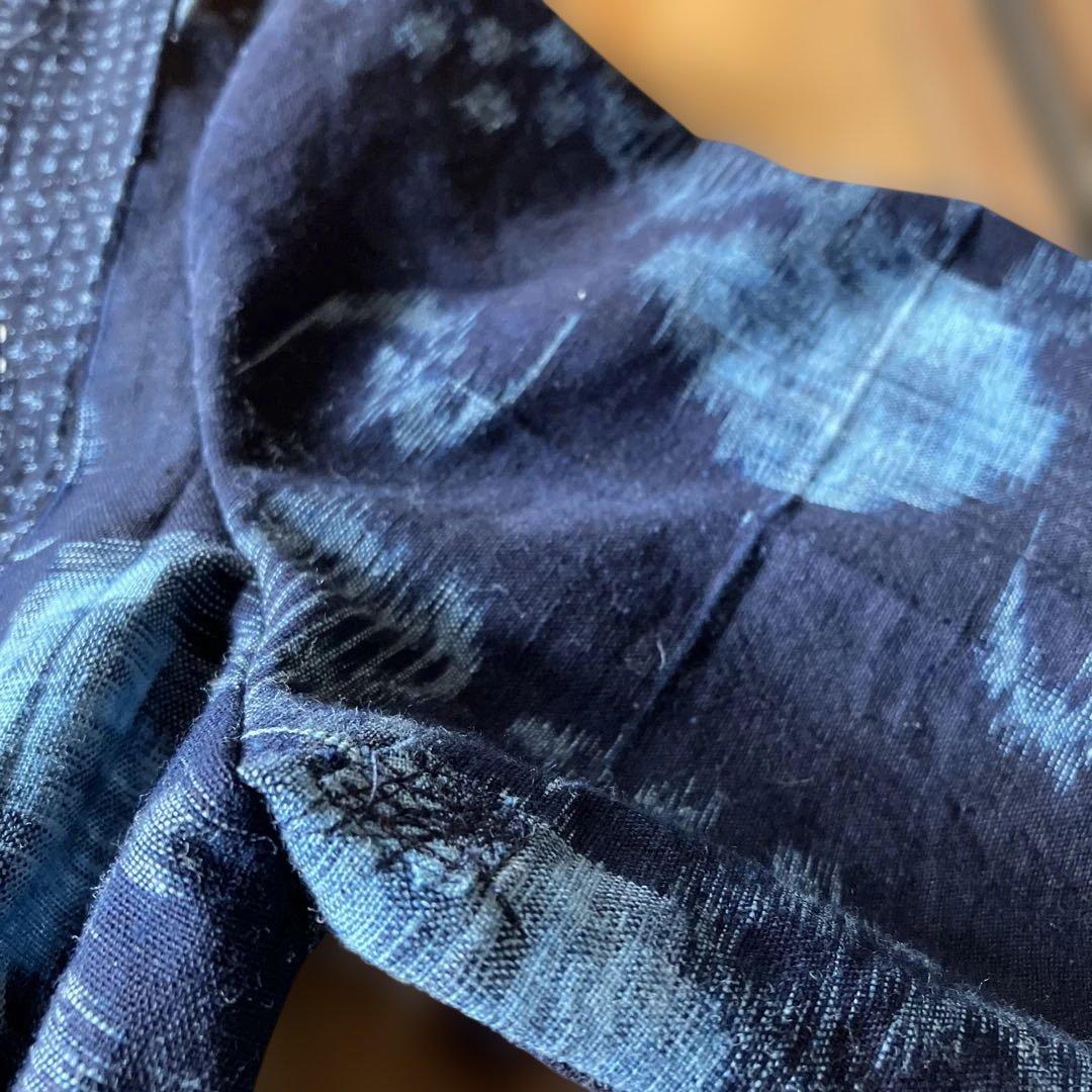 絣リメイク　　Mサイズ刺し子＆アップリケ　シンプルワンピース　ギャザースカート