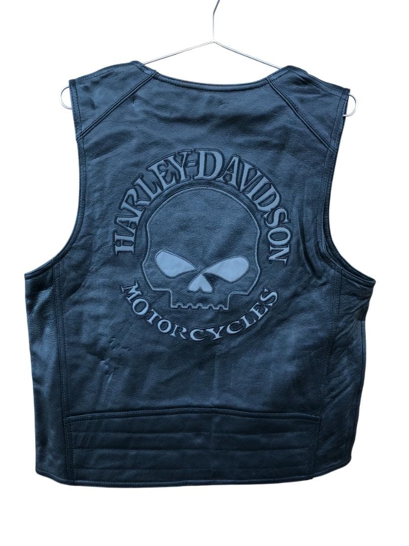 [在庫処分] 新品 Harley-Davidson 本革ベスト ブラック/L