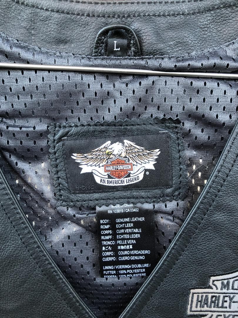 [在庫処分] 新品 Harley-Davidson 本革ベスト ブラック/L