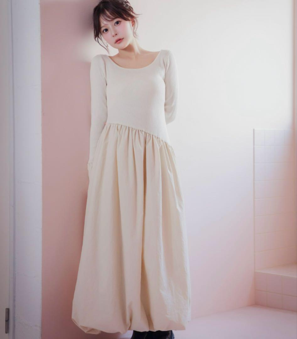 ニットドッキングバルーンワンピース