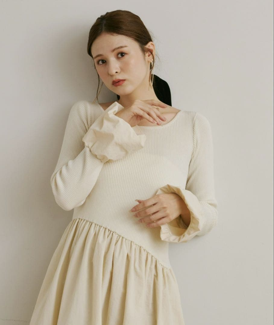 ニットドッキングバルーンワンピース