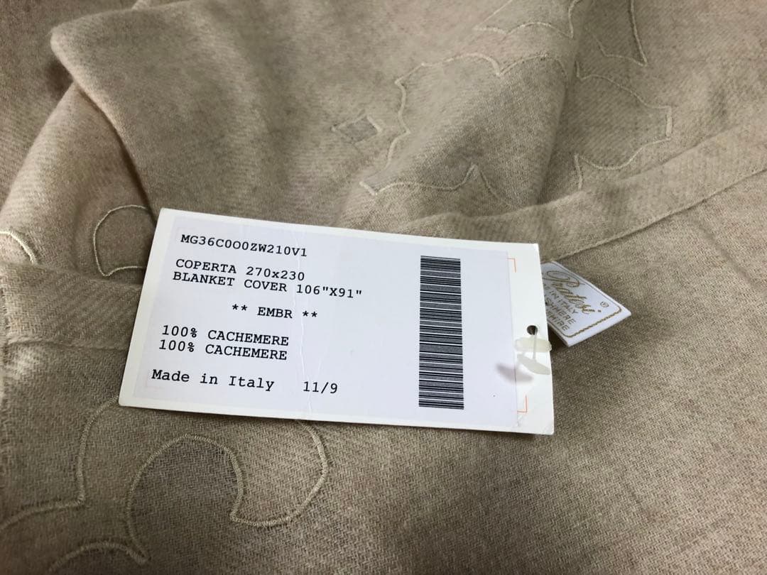 新品　イタリア製　プラテージ　カシミヤブランケット　Kサイズ