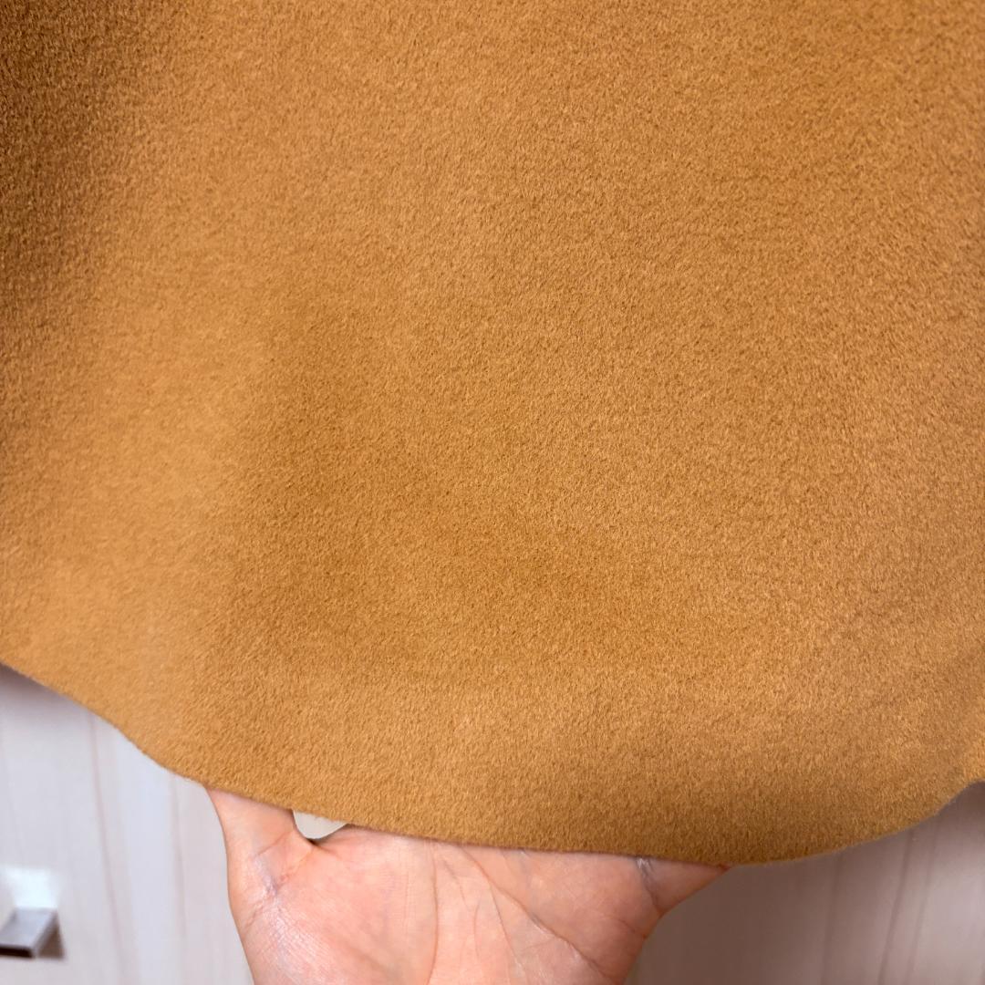 Diagram フード付きフォックスファーキャメルポンチョコート