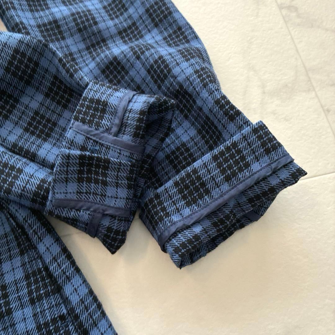 マドモアゼルノンノン♡ウール100% チェック シャツワンピース 日本製 青