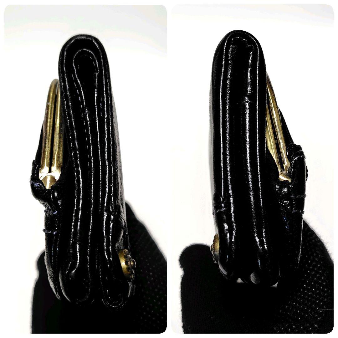 アナスイ　折り財布　ローズガーデン　黒　レザー　がま口　スタッズ