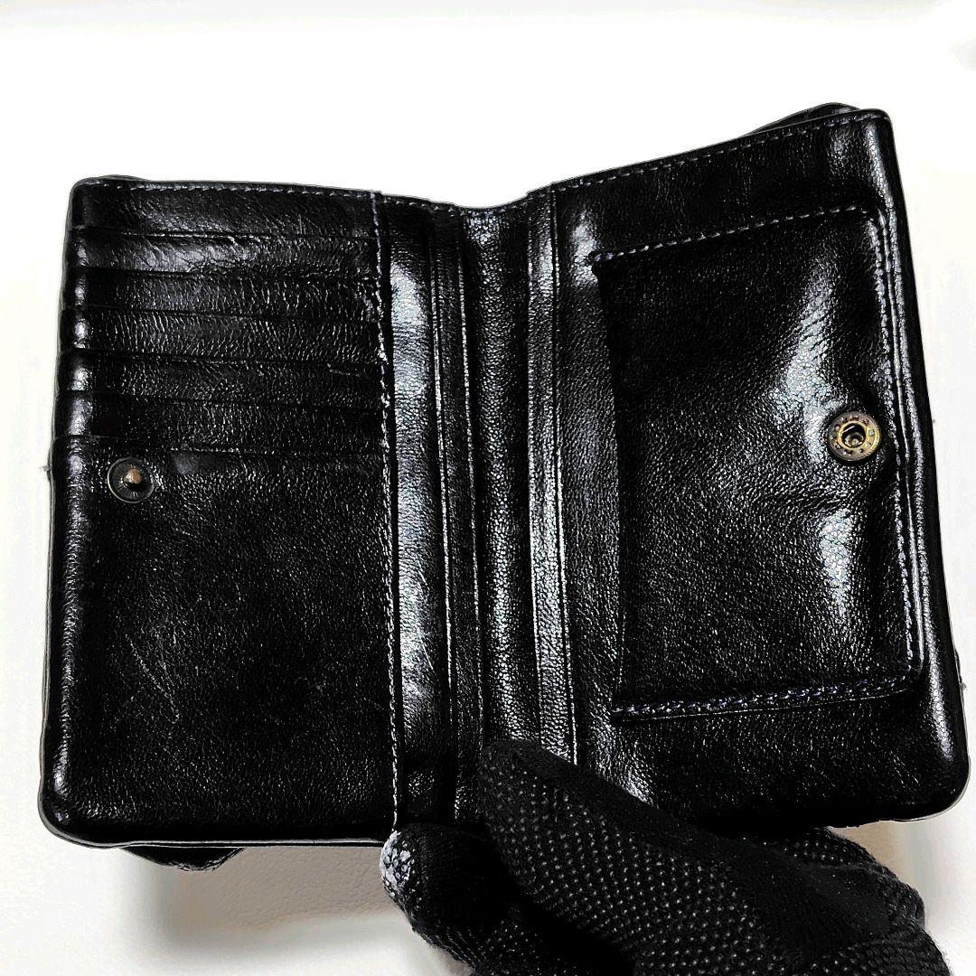 アナスイ　折り財布　ローズガーデン　黒　レザー　がま口　スタッズ