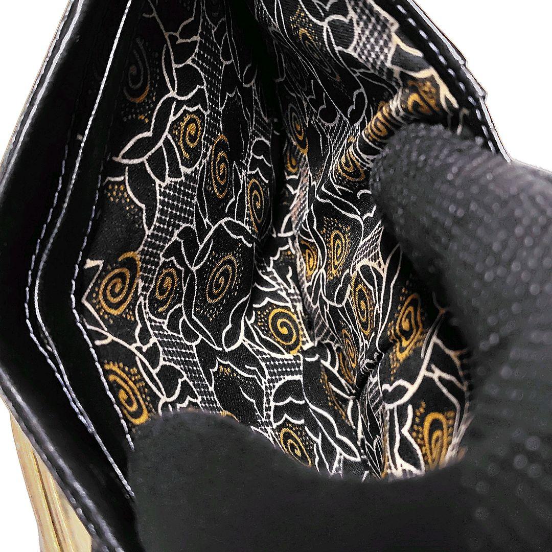 アナスイ　折り財布　ローズガーデン　黒　レザー　がま口　スタッズ