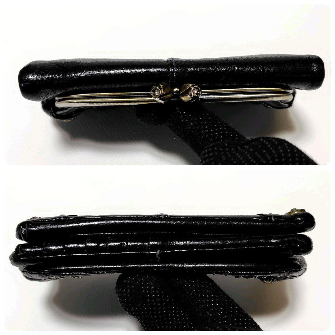 アナスイ　折り財布　ローズガーデン　黒　レザー　がま口　スタッズ