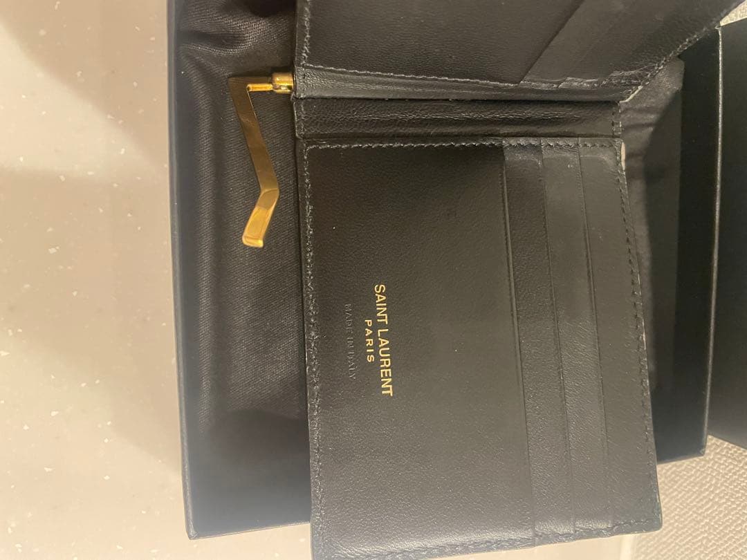 【正規品 箱 保存袋付】サンローラン YSL マネークリップ 二つ折財布 レザー