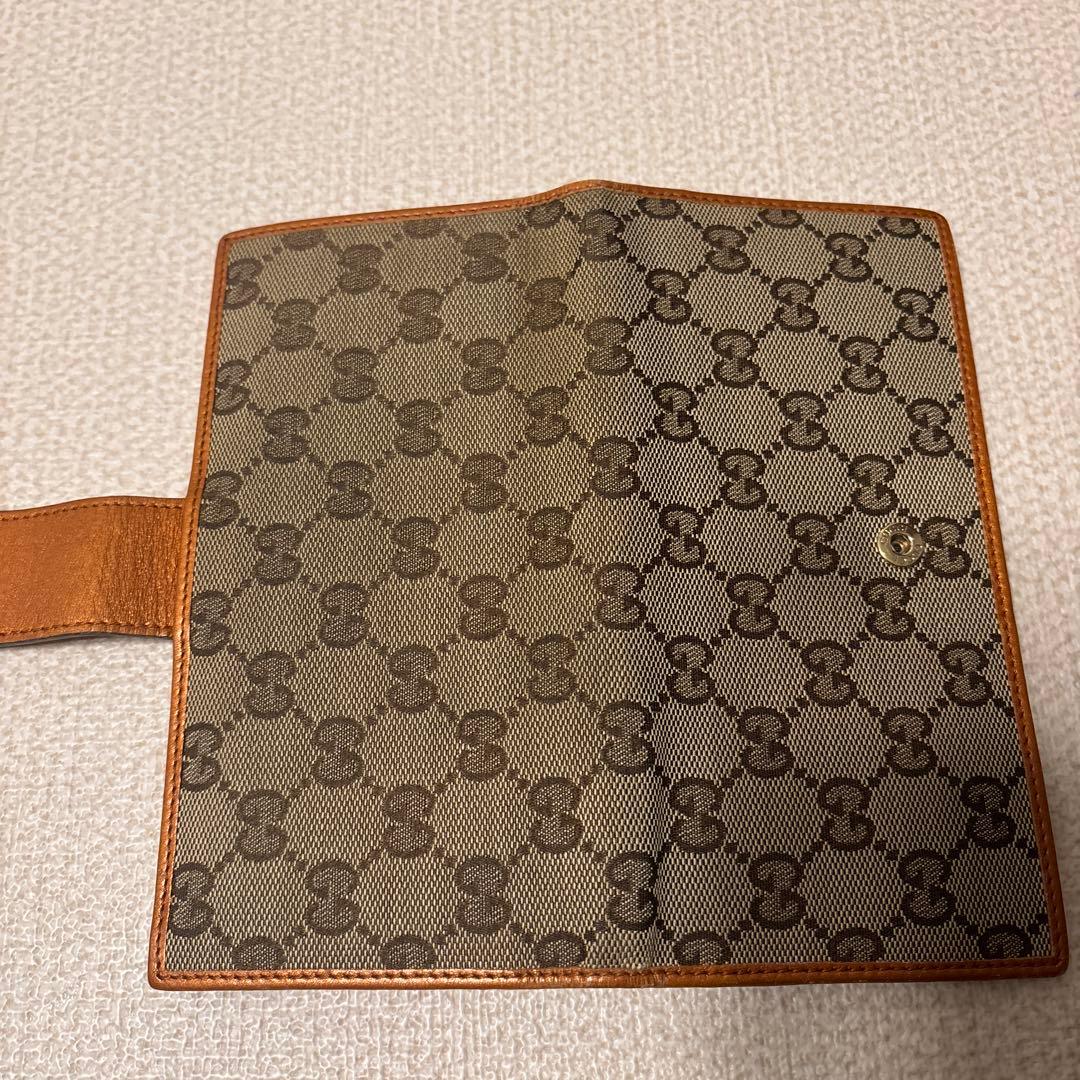 【美品】GUCCI グッチ GG柄 GGキャンバス×レザー 二つ折り 長財布