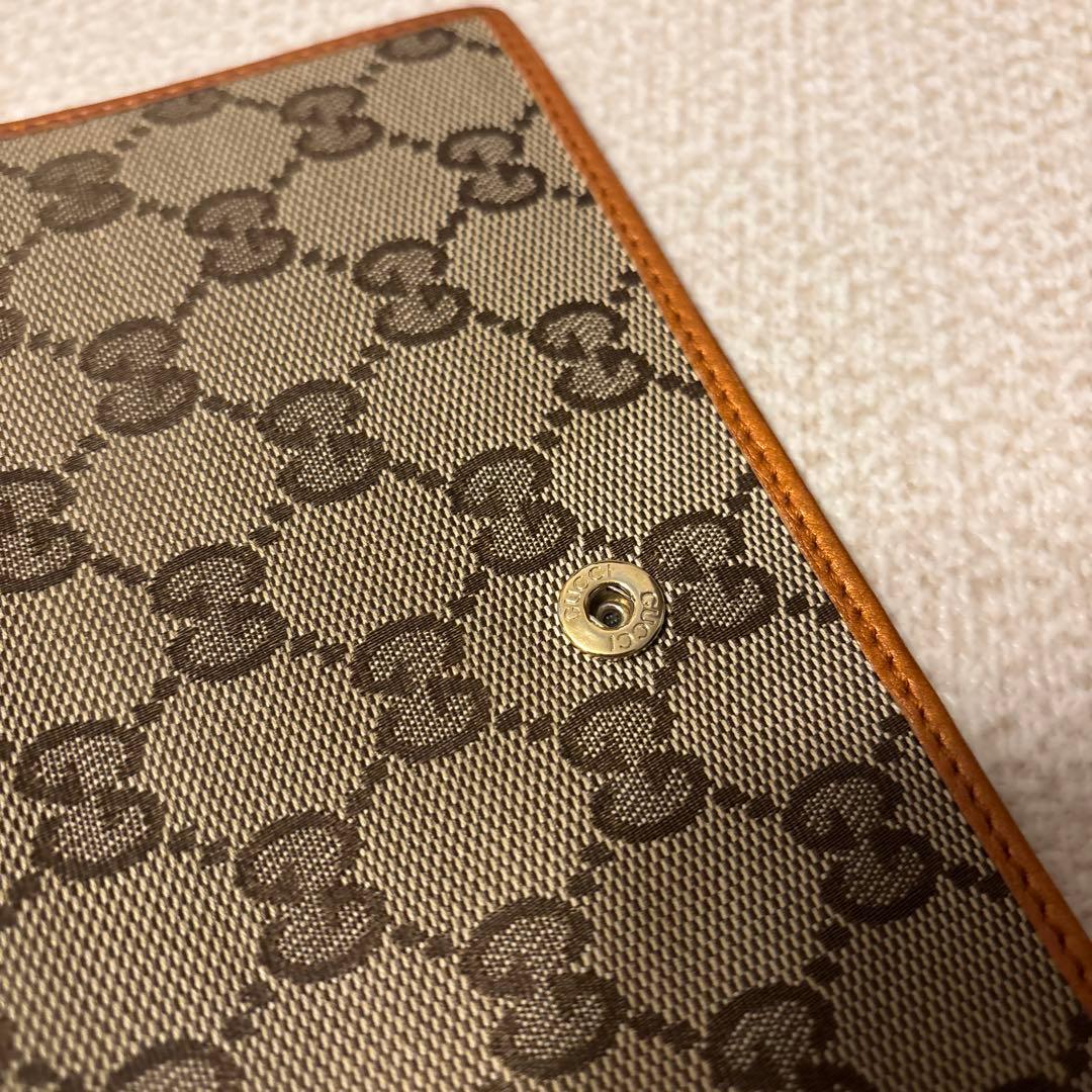 【美品】GUCCI グッチ GG柄 GGキャンバス×レザー 二つ折り 長財布