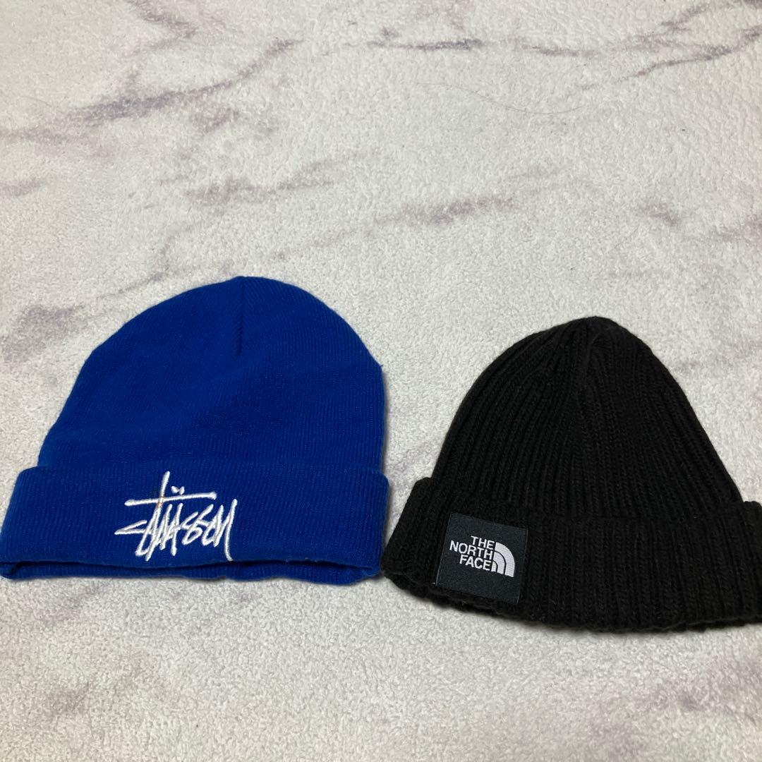 THE NORTH FACE ジャケットブラック、パンツ上下セット、ニット帽x2