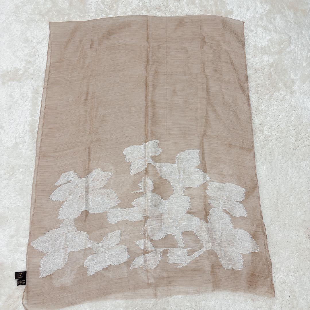 美品 Loro Piana ロロピアーナ カシシル リネン 大判ストール 刺繍