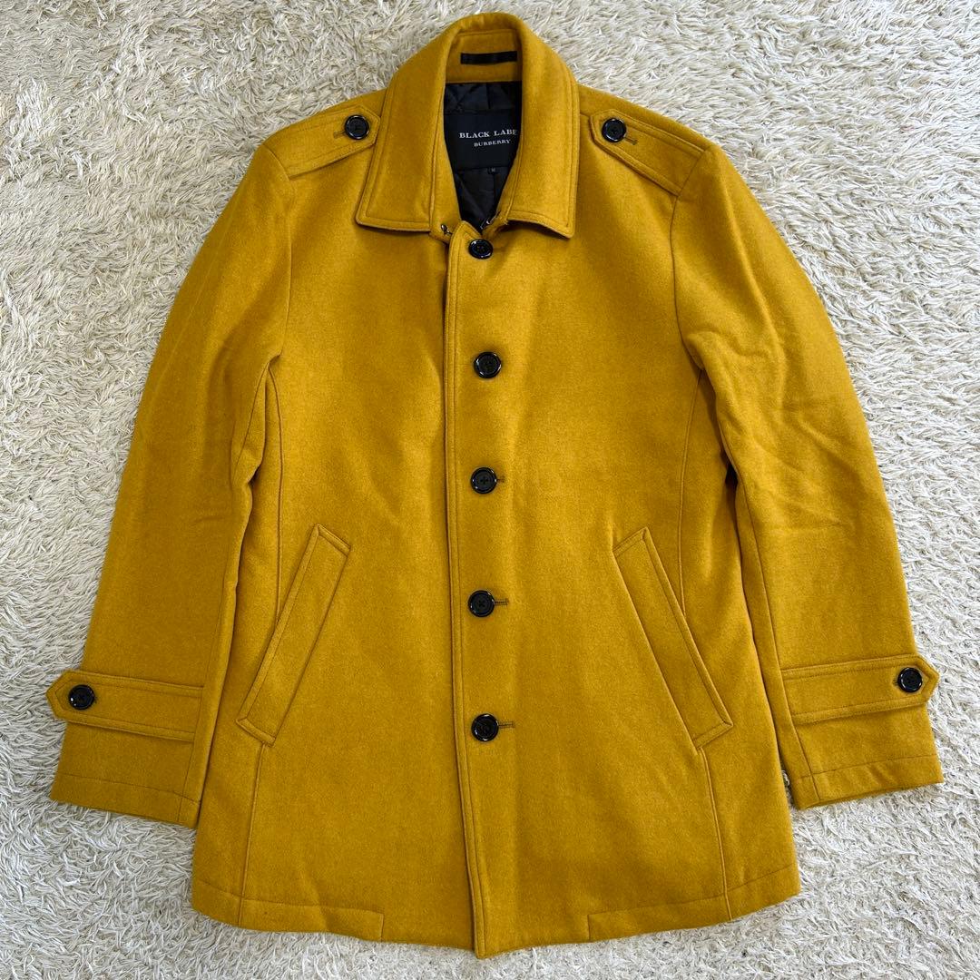 【美品】バーバリーブラックレーベル Pコート ジャケット ウール マスタード M
