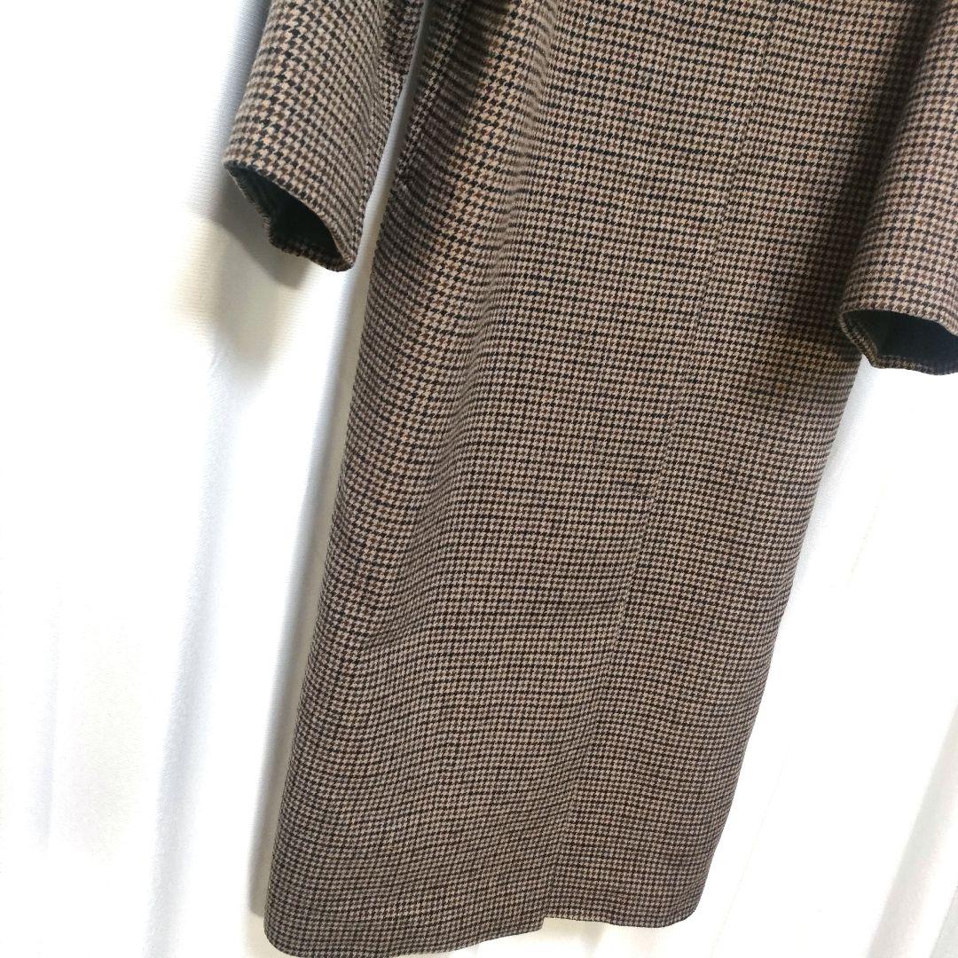 【美品】Eaphi エフィ ノーカラー ウール チェックコート