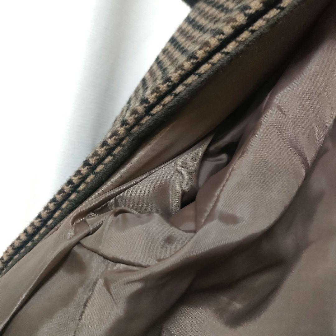 【美品】Eaphi エフィ ノーカラー ウール チェックコート