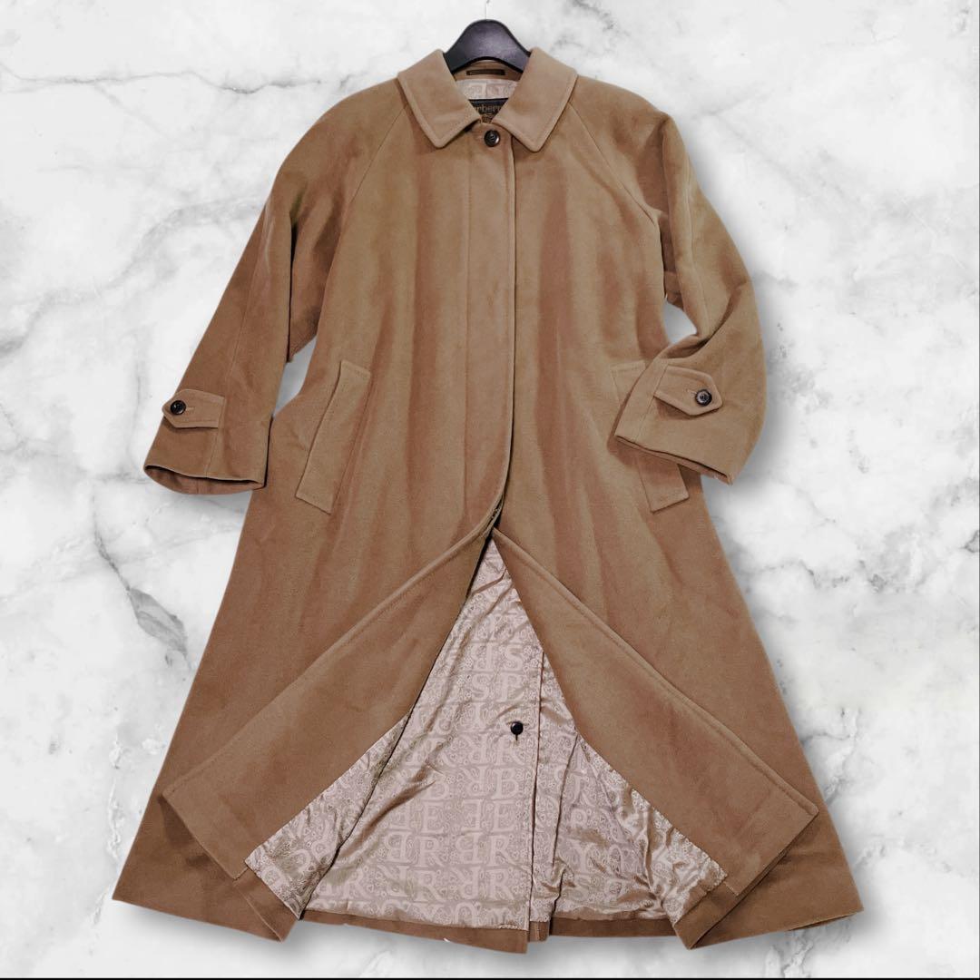【美品】Burberrys カシミヤ100%　ロングコート 裏地ロゴ柄　キャメル