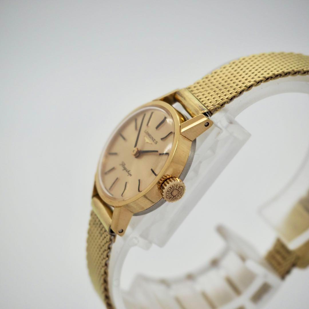 701【美品】ロンジン　時計　手巻き　フラッグシップ　ゴールド　レディース　希少