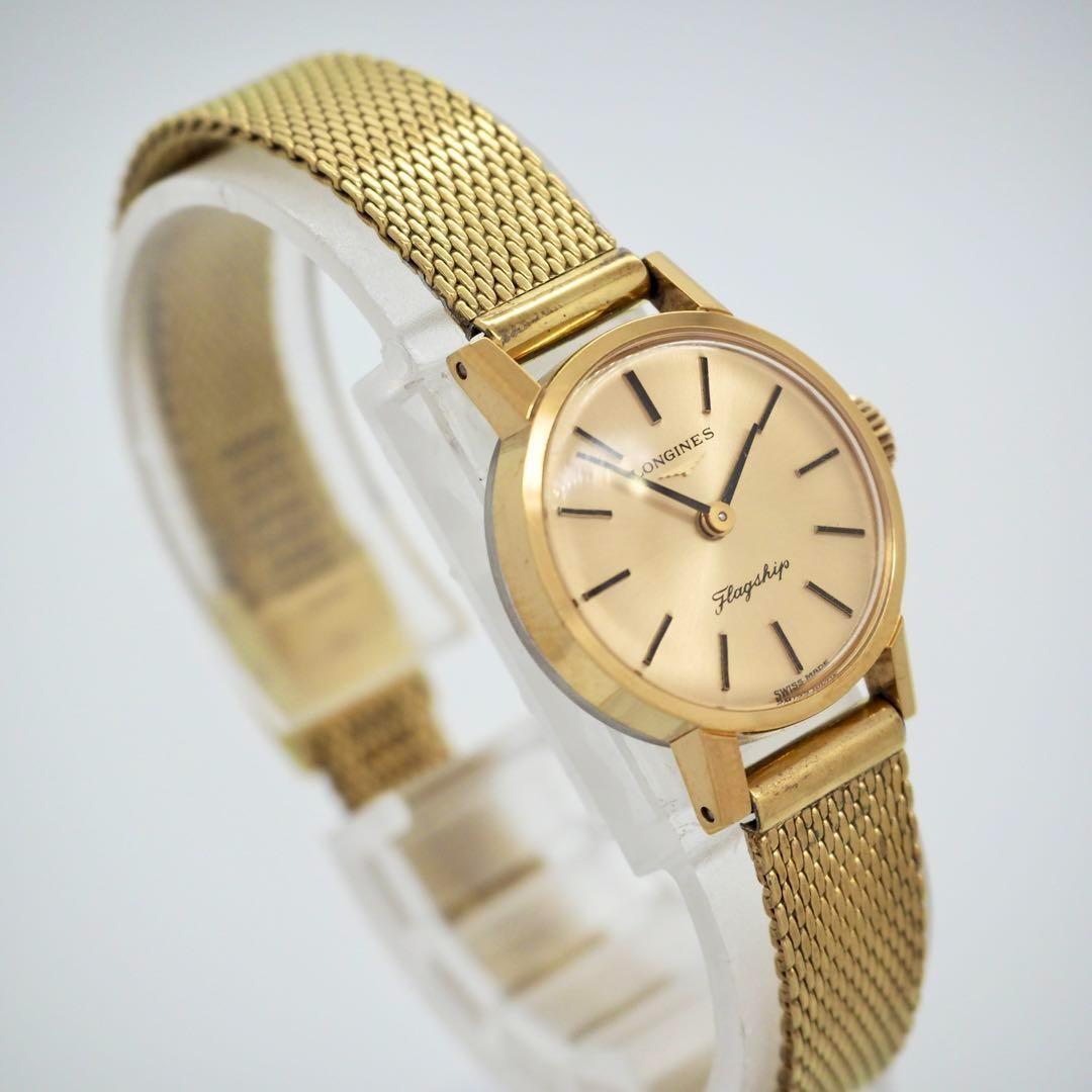701【美品】ロンジン　時計　手巻き　フラッグシップ　ゴールド　レディース　希少